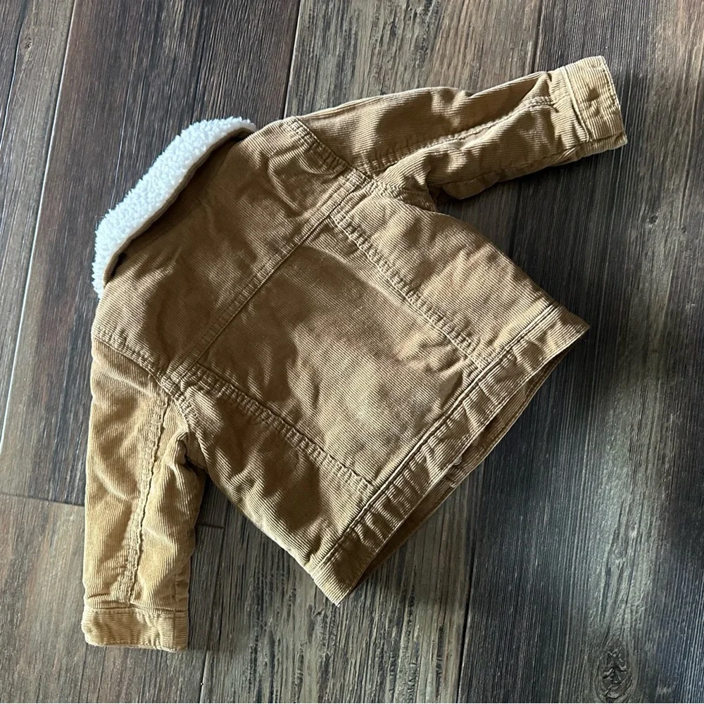 Old Navy brown corduroy jacket fleece lined baby boy 6-12 mo soft comfy